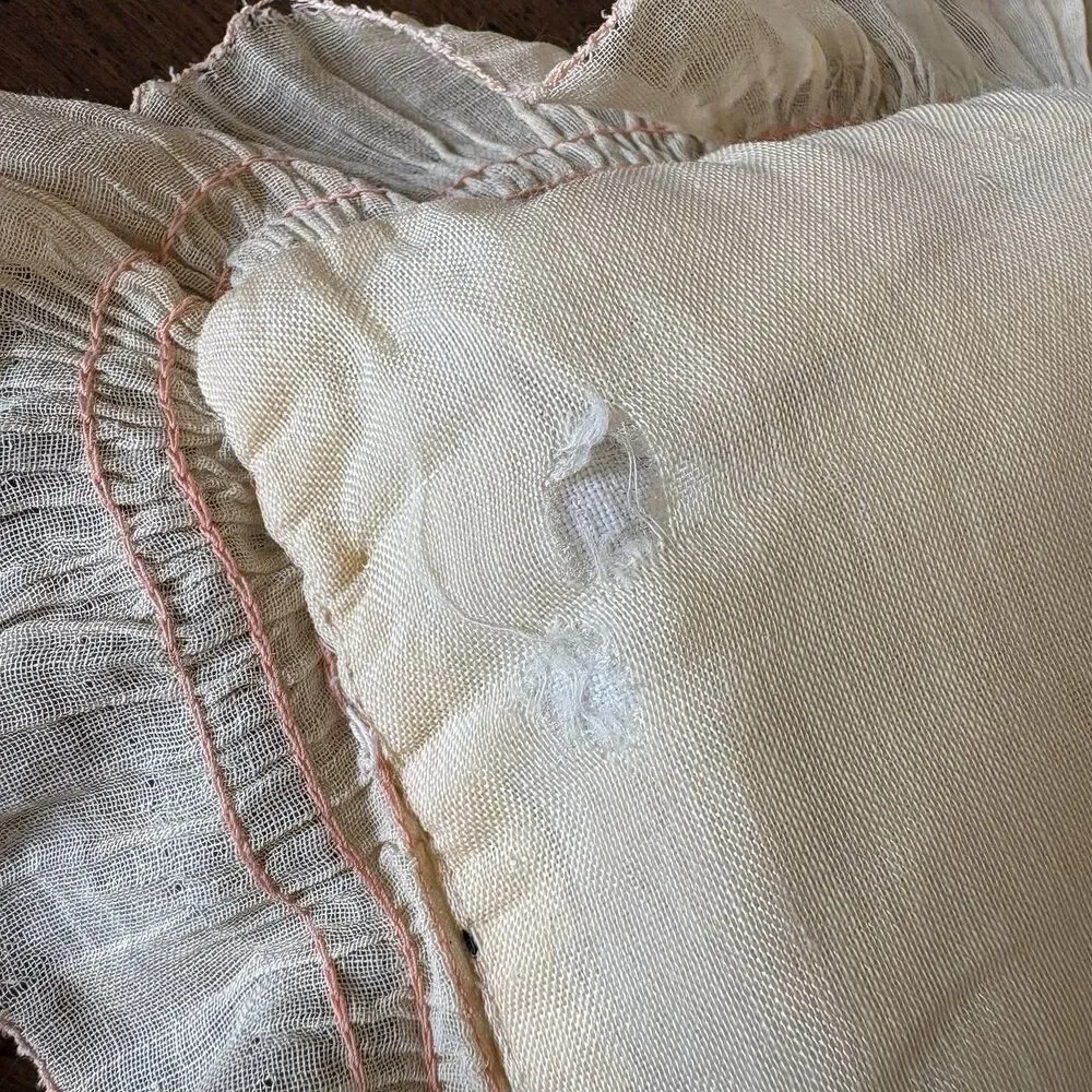 Vtg Pillow 1920s Era Flapper Southern Belle Hand Embroidered Cottagecore AS IS